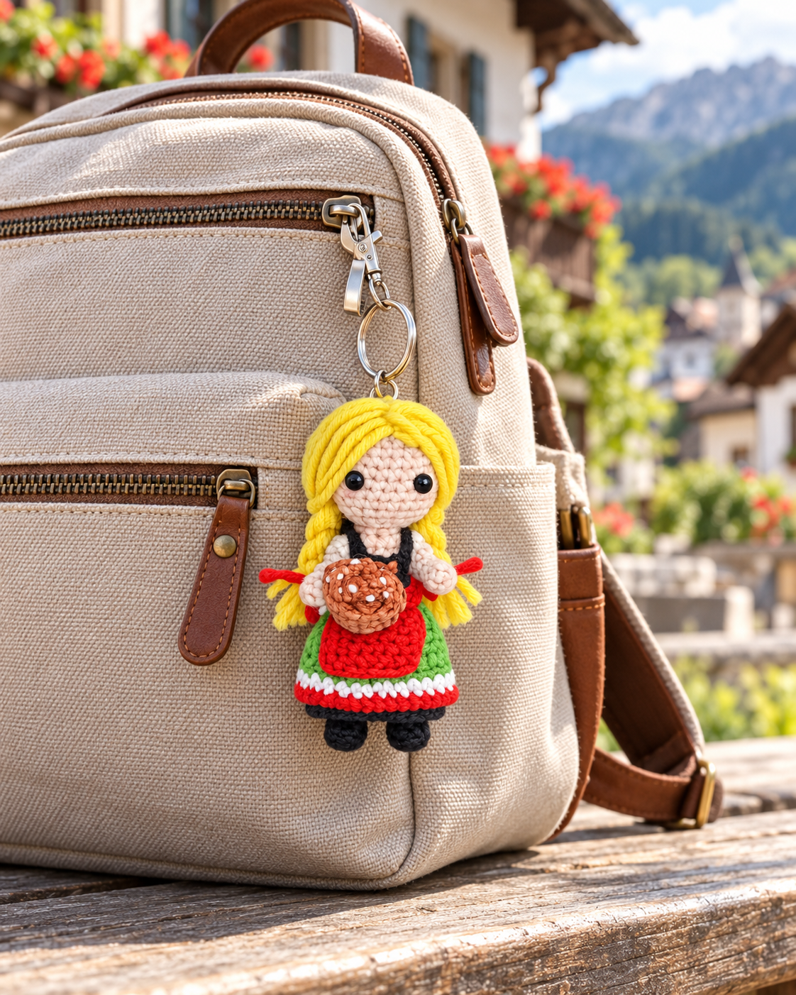 German Girl Crochet Kit With Pretzel And Traditional Bavarian Dress