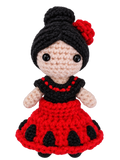 Spanish Matador Crochet Keychain With Red Cape And Golden Details (Copy)