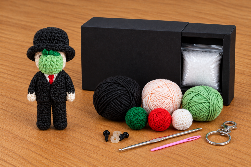 Magritte Inspired Crochet Kit: Create Your Own Surrealist Art Companion