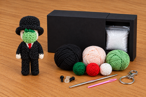 Magritte Inspired Crochet Kit: Create Your Own Surrealist Art Companion