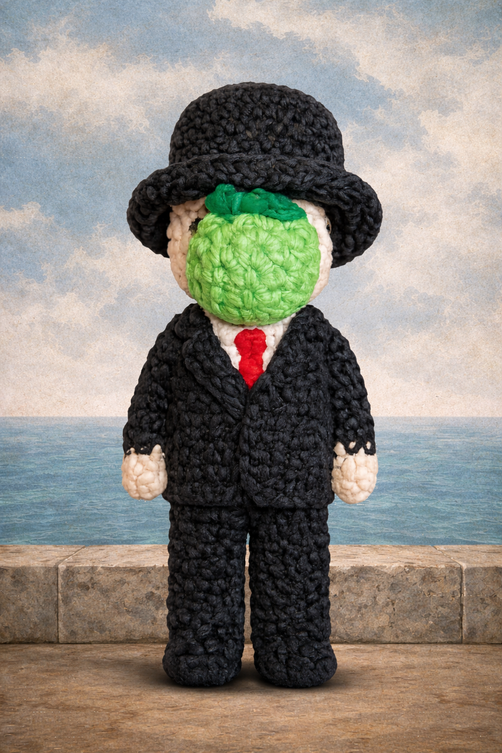 Magritte Inspired Crochet Kit: Create Your Own Surrealist Art Companion